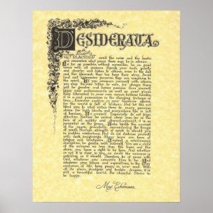 DESIDERATA Poem=Max Ehrmann=Parchment Collection Poster