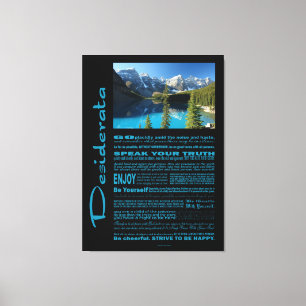 Desiderata Poem Moraine Lake Canvas Print