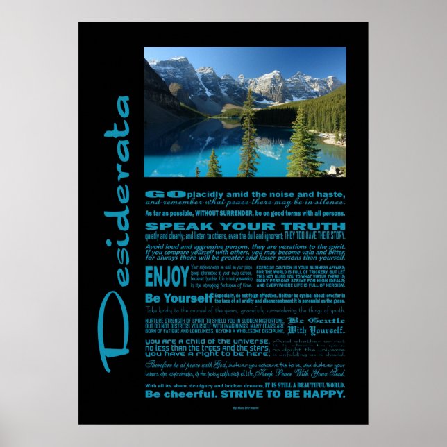 Desiderata Poem Moraine Lake Poster (Front)