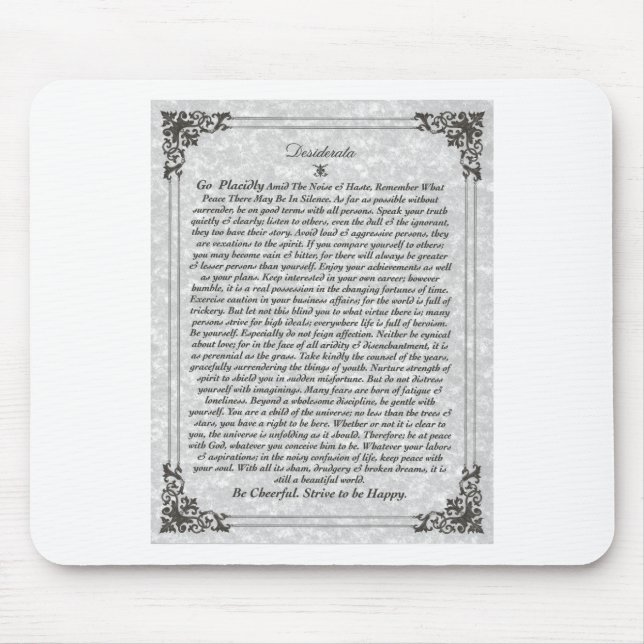 DESIDERATA Poem Mouse Mat (Front)