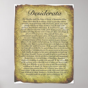 Desiderata Poem on Antique Style Paper Poster