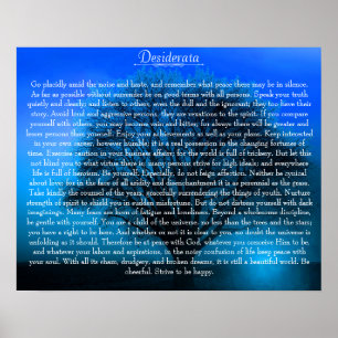 Desiderata Poem on magical blue tree Poster