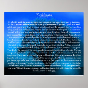 Desiderata Poem on magical blue tree Poster