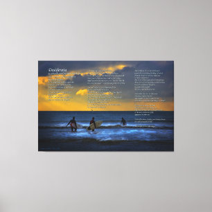 Desiderata Poem on Surfing At Sundown - LARGE Canvas Print