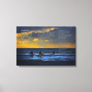 Desiderata Poem on Surfing At Sundown - SMALL Canvas Print