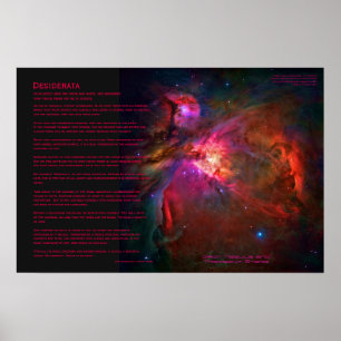 Desiderata Poem - Orion Nebula and Trapezium Stars Poster