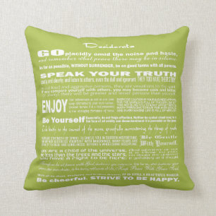 Desiderata Poem Poetry Poesy Verse (Green Tender) Cushion