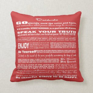 Desiderata Poem Poetry Poesy Writing (Red Brick) Cushion