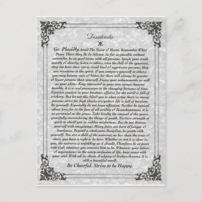 DESIDERATA Poem Postcard (Front)