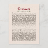 Desiderata Poem Postcard Mini Art