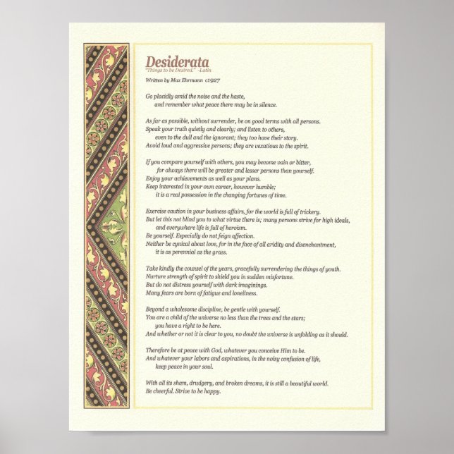 Desiderata Poem Poster (Front)