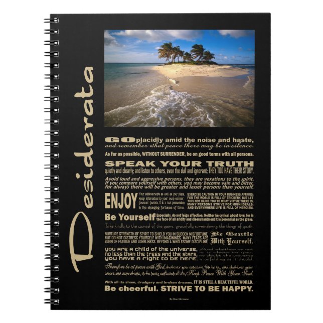 Desiderata Poem Small Solitary Island Notebook (Front)