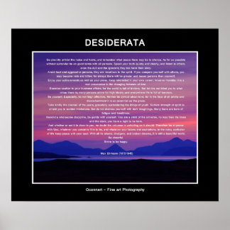 Desiderata poem sunset poster