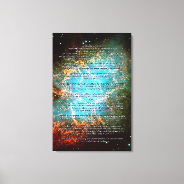 Desiderata Poem - The Crab Nebula in Taurus Canvas Print (Front)