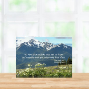 Desiderata Poem Verse Mountains and Meadow Photo Block