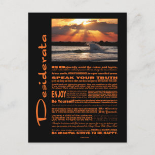 Desiderata Poem Wave Hugging Sunset Postcard