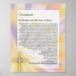 DESIDERATA Poem with Mosaic Cross Poster
