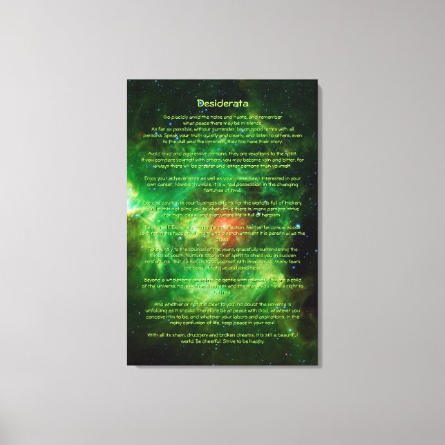 Desiderata Poem - Wreath Nebula, Milky Way Canvas Print (Front)