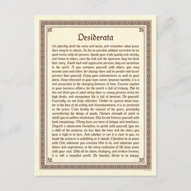 Desiderata Postcard (Front)
