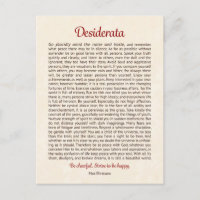 Desiderata Postcard | Desiderata Mini Art