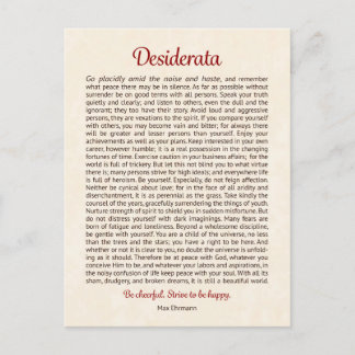 Desiderata Postcard | Desiderata Mini Art