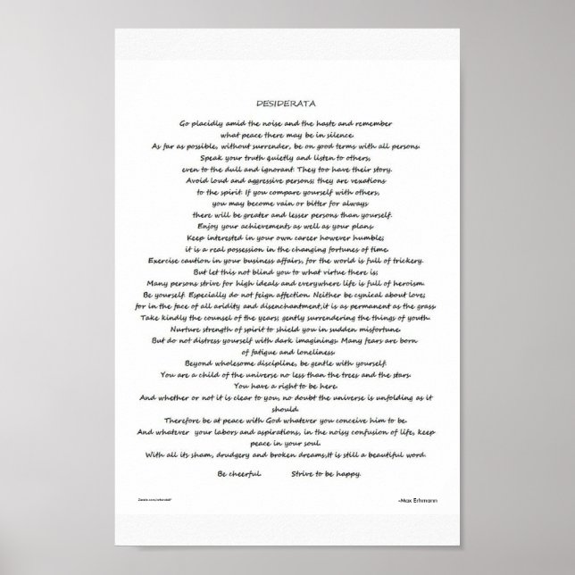 DESIDERATA  POSTER (Front)