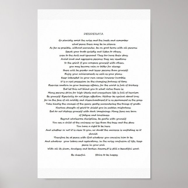 DESIDERATA POSTER (Front)