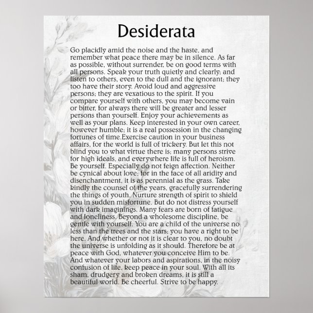 DESIDERATA  POSTER (Front)