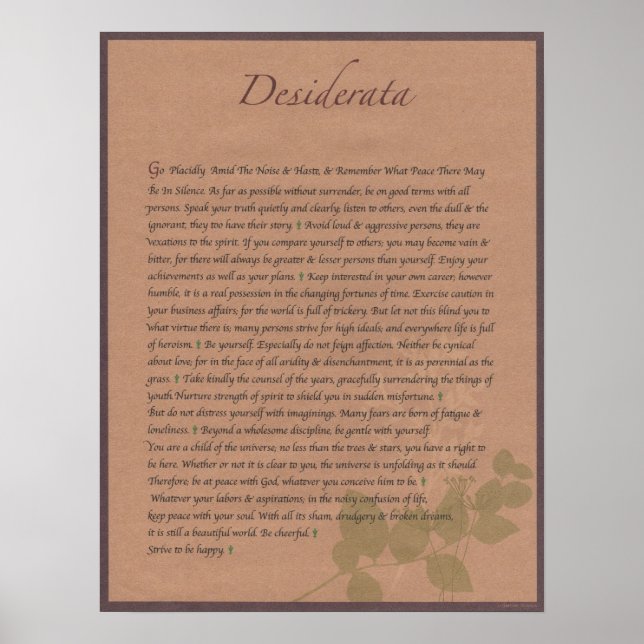 DESIDERATA POSTER (Front)