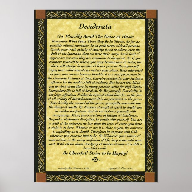 DESIDERATA Poster by Max Ehrmann (Front)