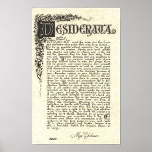 DESIDERATA Poster by Max Ehrmann - Charcoal Scroll