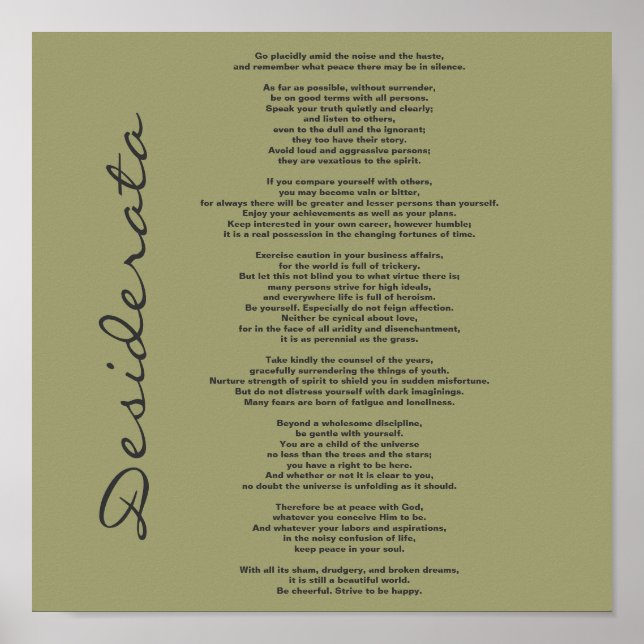 Desiderata Poster - Change Background Color (Front)