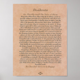 DESIDERATA Poster on Tanned Leather