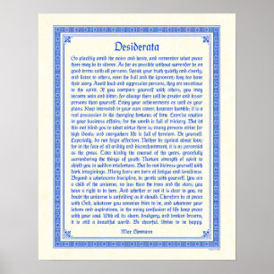 Desiderata poster print, medieval design, 16x20