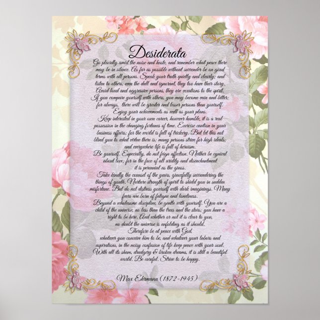 Desiderata, prose floral  "desired things" by Max Poster (Front)