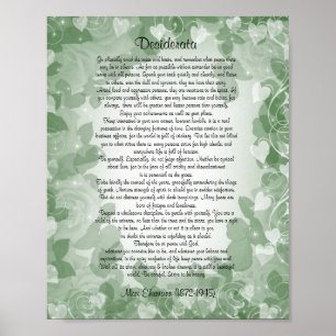 Desiderata" prose green floral poster