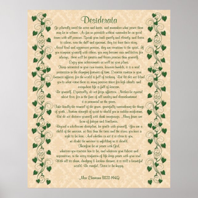 Desiderata prose Ivy on light parchment Poster (Front)