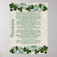 Desiderata prose on Irish linen-look background