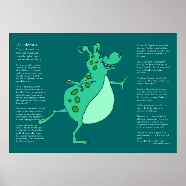 Desiderata - Skipping Green Alien Monster Poster (Front)