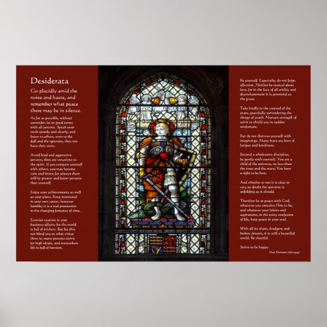 Desiderata, St George, Dragon stained glass window Poster (Front)