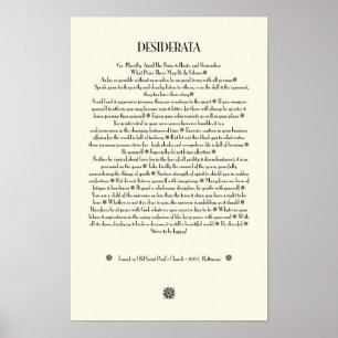 DESIDERATA Sunburst on Parchment Poster
