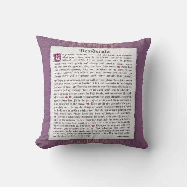 Desiderata - Things desired  Cushion (Front)