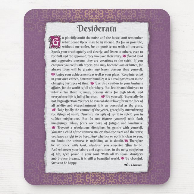Desiderata - Things desired Mouse Mat (Front)