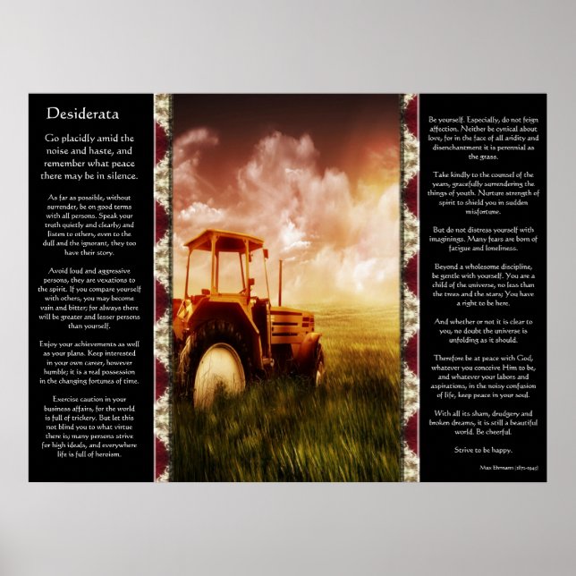 Desiderata Tractor Ploughing Posters (Front)