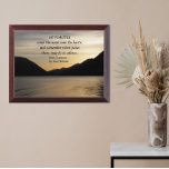 Desiderata Verse Lake Sunset Landscape Plaque<br><div class="desc">Wood wall plaque that features the landscape photo image of a dramatic lake sunset and mountain silhouettes along with inspirational verse from the popular Desiderata poem written by Max Ehrmann. Select your plaque size. Makes a thoughtful gift for family and friends!</div>