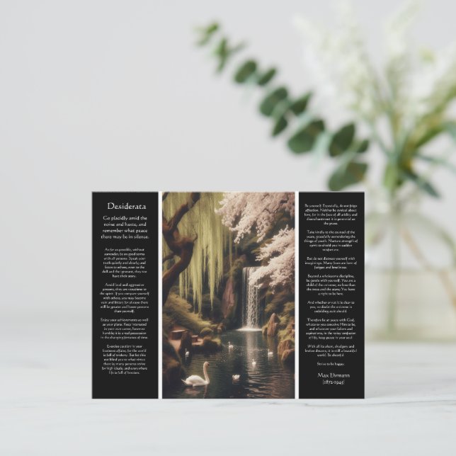 Desiderata Waterfall: Blossoms on the Water's Calm Postcard (Standing Front)