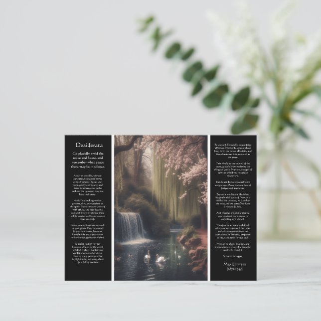 Desiderata Waterfall: Golden Light, Gentle Blooms, Postcard (Standing Front)