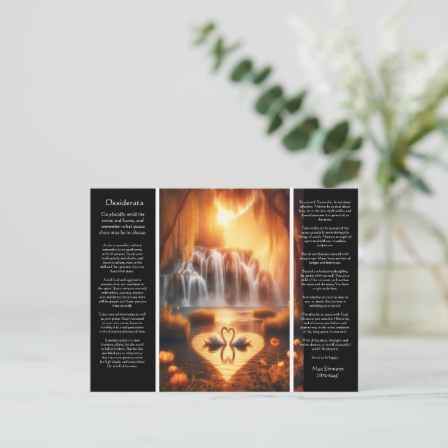 Desiderata Waterfall: Tranquil Swan Glow Postcard (Standing Front)