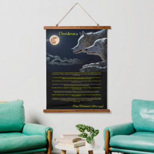 Desiderata white wolfs on a mountain side hanging tapestry