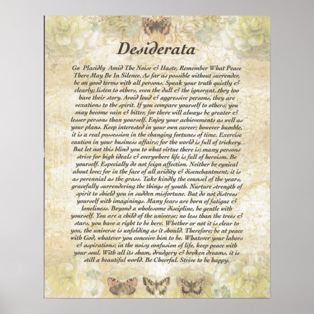 DESIDERATA with Cheerful Butterflies Poster (Front)
